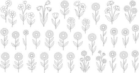 Obraz premium Collection of pixel art flowers and plants in various styles
