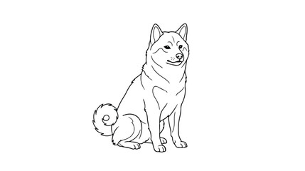 Fototapeta premium Shiba Inu dog vector illustration, cute Japanese shiba puppy, adorable pet animal line art, minimalist canine graphic for branding and design projects