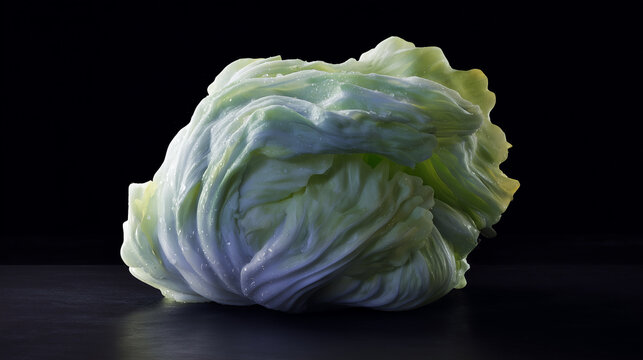 Fresh lettuce, tinged with pastel colors on a black background.