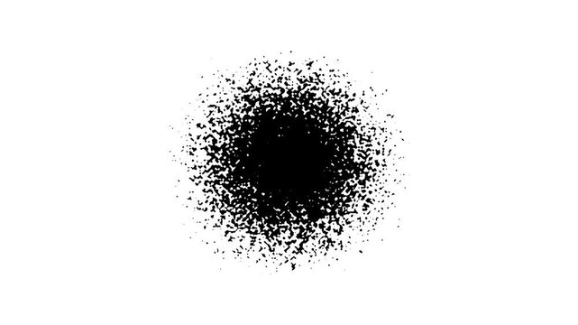 A sphere of black dots connected by 4k resembling a swarm of bees.Animation of ink brush stroke with track matte effect, ink brush paint concept
