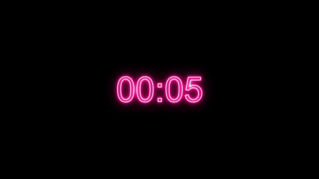 5 to 0 seconds countdown with vintage film featuring grain texture  background. Countdown clock timer. Animation of glowing 5 to 0 second countdown timer 4k video 5 Seconds countdown