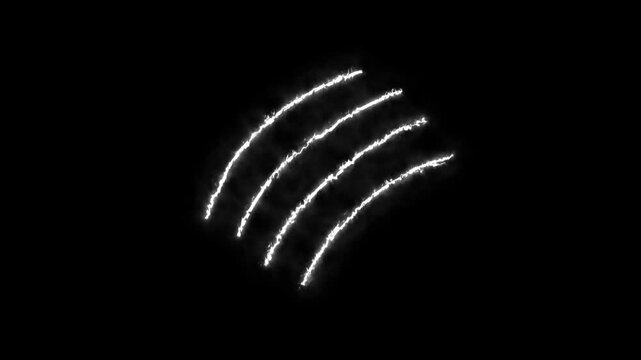 claw effect animated animal scratch effect flaming scratch light effect 4k neon fire scratch looping ,fire slash effect on black background.
