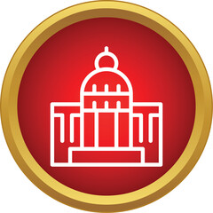 Naklejka premium Capitol building icon in a red circle with a golden border representing government