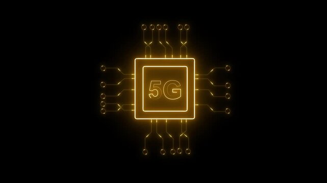 5G hacker holding a glowing gold chip symbolizing artificial intelligence in cybercrime, darkweb, and digital technology threat for cybersecurity and malware protection on black background.