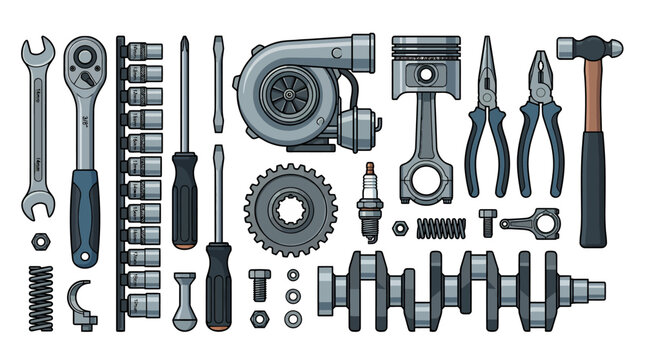 Collection of assorted metal tools.