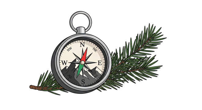 Vintage Compass Navigation Tool Closeup.