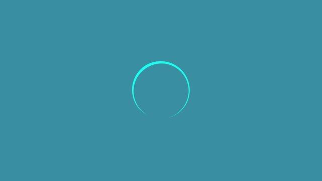 Abstract cyan neon loading spinner icon representing digital buffering, circular progress bar, and interface processing on a blue background.