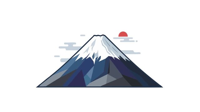 Minimalist illustration of mount fuji, mountain day holiday symbol