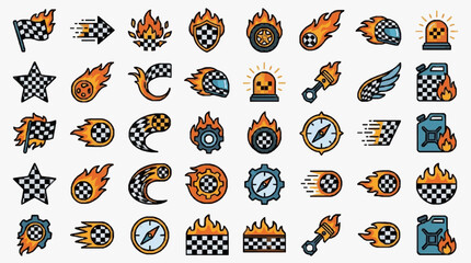 Dynamic racing speed flame design with vibrant checkered pattern for high energy sports branding and digital media © Man