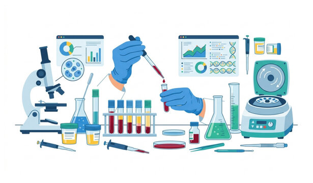 Veterinary Blood Testing Laboratory Banner Vector with Scientific Analysis