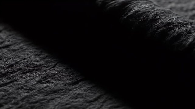 Detailed close-up of a dark, textured surface with a rolled edge.