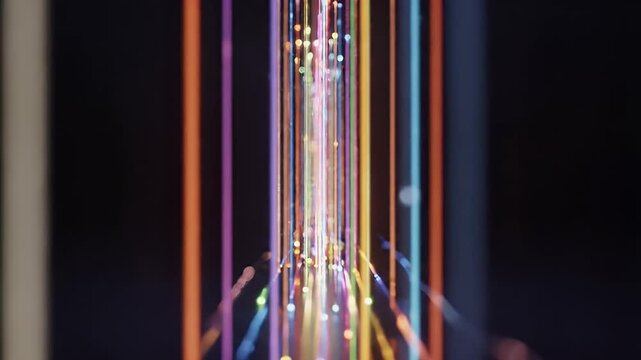 Abstract colorful light streaks with bokeh effect.