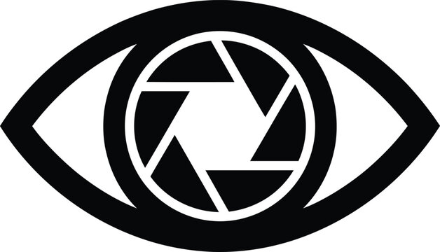 Eye iris like camera lens aperture symbol illustration.