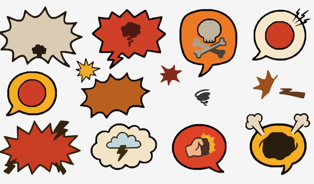 Angry Comic Speech Bubble Vector Set with Swear Words and Negative Emotions