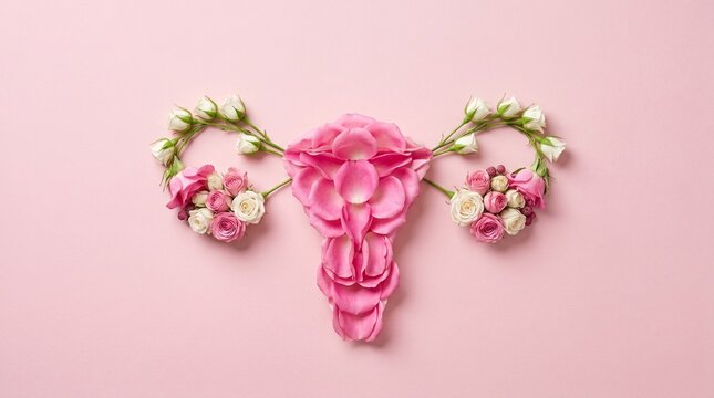 PMOS Awareness Uterus Made of Pink Roses on Soft Background