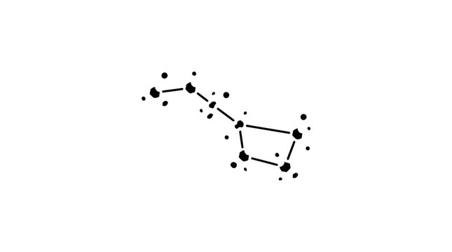 A minimalist hand drawn illustration of the Ursa Major constellation on a white background.