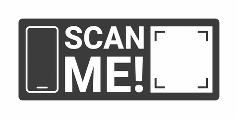 Fototapeta premium Modern QR code scan me graphic design with smartphone icon