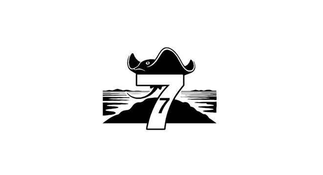 Black and white pirate hat with number seven logo.
