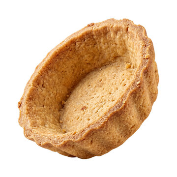 Empty Baked Tart Shell Isolated on White Background