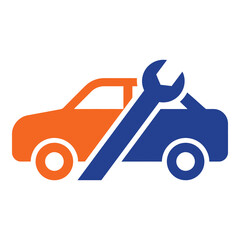 Naklejka premium Cartowingservicelogowithwrenchandvehicleicons icon