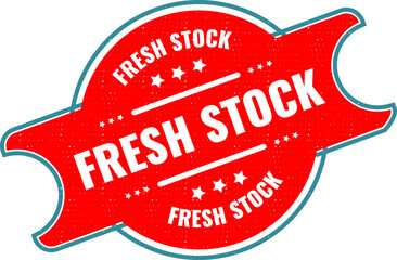 A bright red fresh stock label with white bold text for retail inventory and commercial announcements © Hafiz