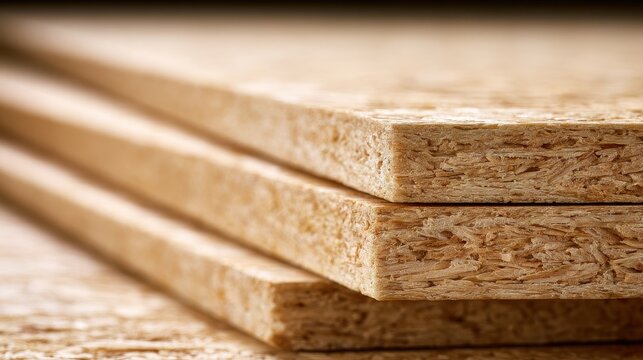 Stack of particle board or chipboard panels
