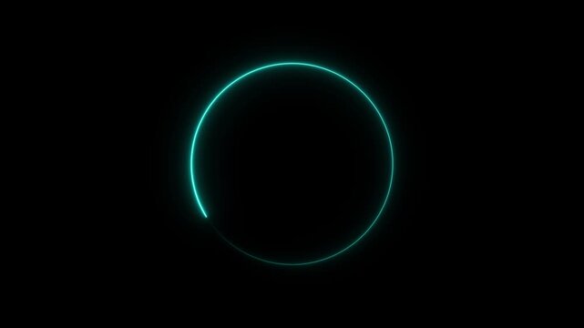 Animated glowing neon circular line frame animation. bright glowing load circle outline, ring circle looping animation.neon ellipse circle border loop icon.