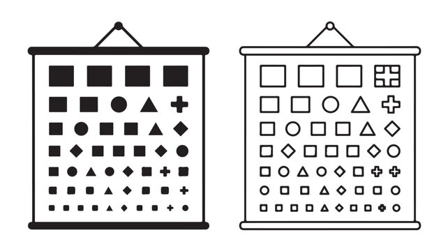Eye Charts With Various Geometric Shapes For Vision Testing And Optical Concepts