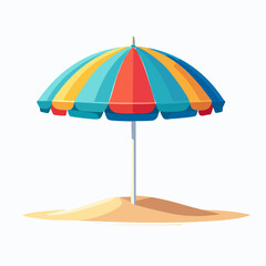Obraz premium Colorful Beach Umbrella on Sand