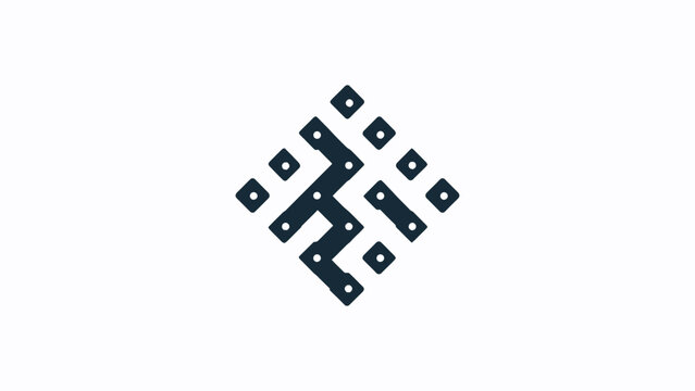 Black abstract geometric circuit pattern logo icon.