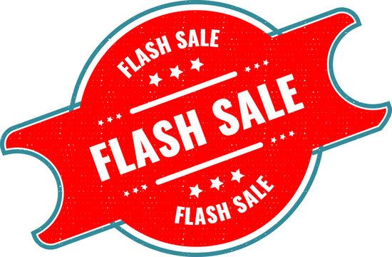 Bold red promotional sticker with text flash sale designed for retail marketing and e commerce campaigns