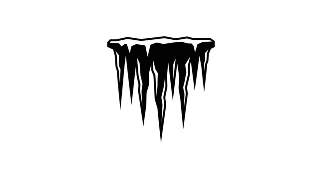A black and white vector illustration of hanging icicles.