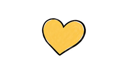 Obraz premium Yellow Heart Doodle Illustration Isolated on White Background