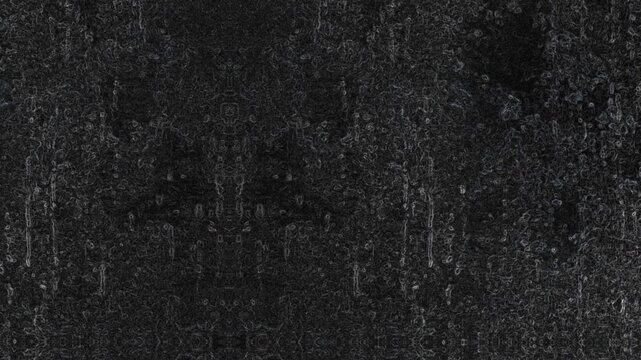 Dark symmetrical textured surface featuring vertical patterns, subtle details, and scattered weathered marks. Grunge texture background animation.