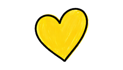 Fototapeta premium Yellow Heart Doodle Illustration Isolated on White Background