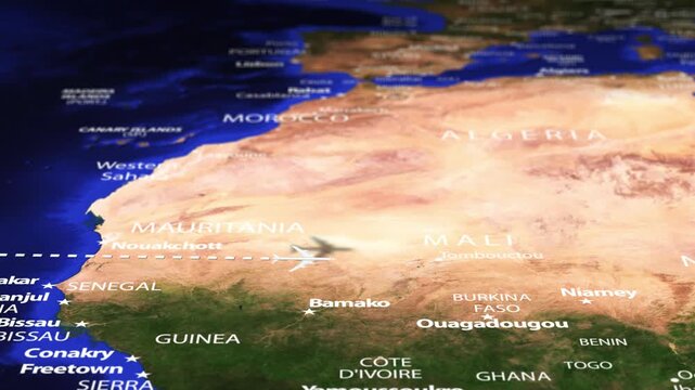 Flight From Mexico City MEXICO to Asmara ERITREA with flag pins
