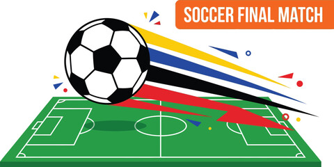 Vibrant soccer final match graphic with flying ball © alfa