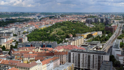Fototapeta premium panorama of Prague seen from the top of the TV tower in sunny spring day