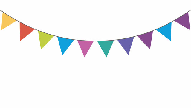 Colorful triangular flags on a string vector illustration