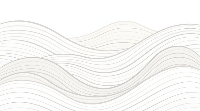Abstract minimalist background with soft gray wavy lines flowing on a clean white backdrop
