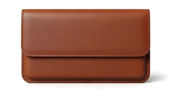 Brown leather wallet or small pouch with a flap closure for carrying money and personal credit card items.brown leather gadget sleeve 