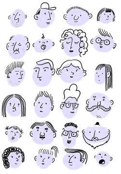 Illustrated Sketched of People's Faces