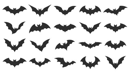 Fototapeta premium halloween flying bat silhouettes collection vector illustration