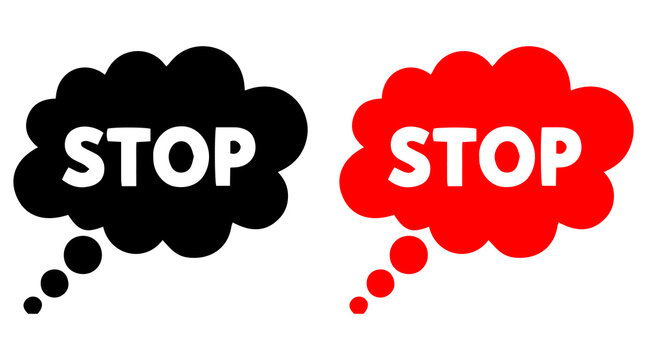 Stop Message Icons &ndash; Warning Speech Bubble Vector Illustration