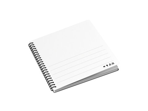 White spiral notebook isolated PNG on transparent background, blank stationery pad for notes, planning and office work
