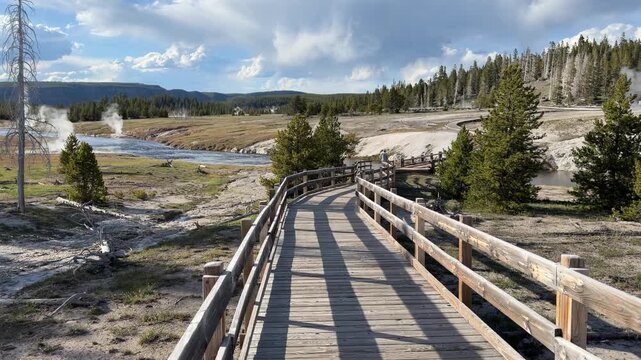 Firehole River in Upper Geyser Basin near Old Faithful, Yellowstone