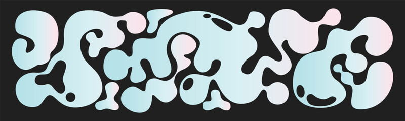 Abstract composition of pastel blue fluid organic blobs and glossy liquid shapes isolated on dark background © Vivid Pixel Studio.