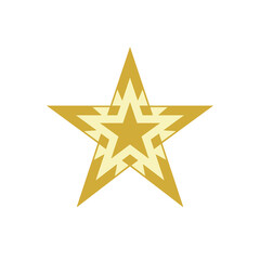 Obraz premium Golden star shape with inner star design on white background icon