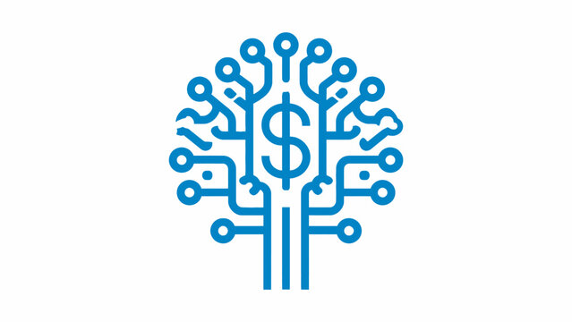 Blue dollar sign circuit tree finance logo