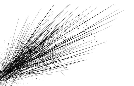Black sharp lines blast vector background with explosion effect and spray debris particles.
